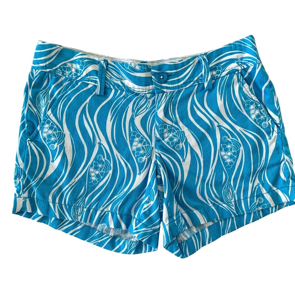 Lilly Pulitzer Callahan 5" Inseam Shorts sz 2 Joe Fish‎ Waves Water